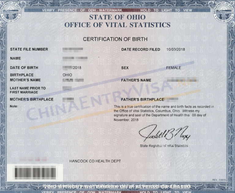 Birth Certificate Authentication for Use in China Chinese Visa Service